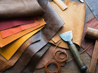 Leather with tools